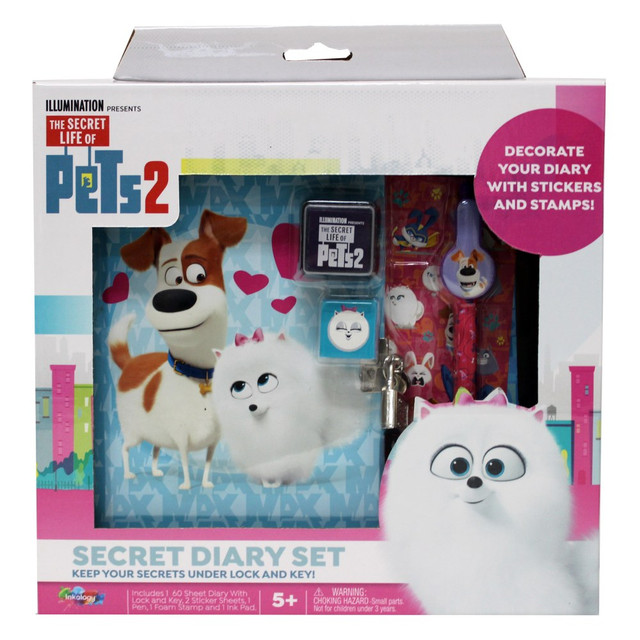INKOLOGY INC Inkology 316-8  6-Piece Diary Sets, The Secret Life Of Pets 2, 120 Pages (60 Sheets), Pack Of 6 Sets