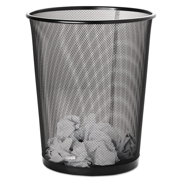 ROLODEX 22351 Mesh Round Wastebasket, 4.5 gal, Mesh, Black