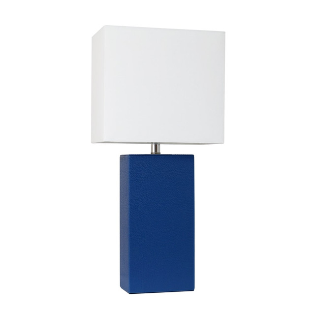 ALL THE RAGES INC LT1025-BLU Elegant Designs Modern Leather Table Lamp, 21inH, White/Blue