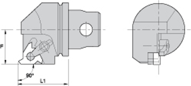 Kennametal 1019298 Size KM32, 35mm Head Length, 22mm Ctr to Cutting Edge, Right Hand External Modular Threading Cutting Unit Head