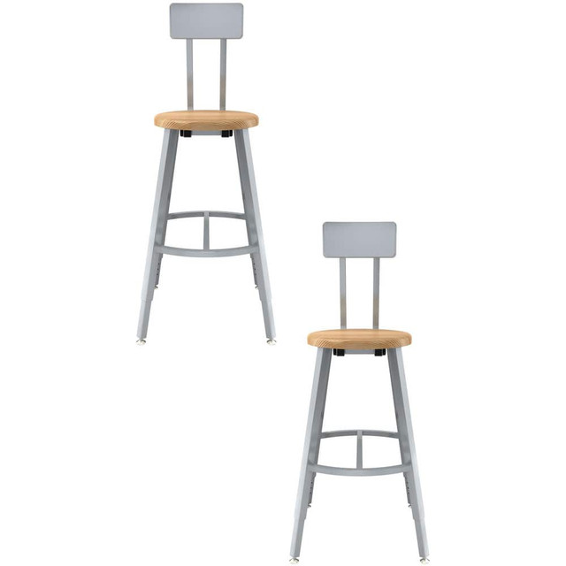 National Public Seating TTSG24HB-BB Stationary Stools; Seat Depth: 14in ; Seat Width: 14in ; Product Type: Adjustable Height Stool; Stool with Back ; Base Type: 4-Leg Base with Curved Footring ; Minimum Seat Height: 24in ; Maximum Seat Height: 32in