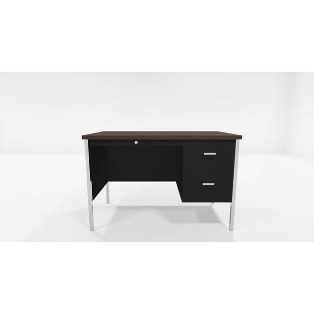 Hon HON34002RMOP Desk: Woodgrain Laminate, Mocha & Black