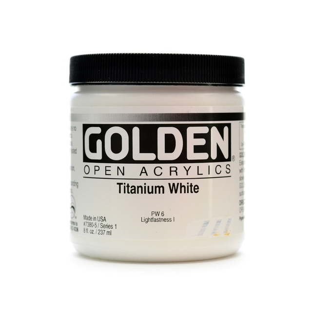 GOLDEN ARTIST COLORS, INC. Golden 7380-5  OPEN Acrylic Paint, 8 Oz Jar, Titanium White