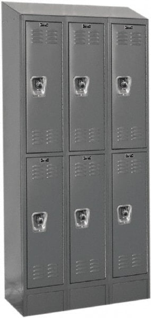 Hallowell URB3258-2ASB-HG 3-Wide Locker: 12" Wide, 78" High, Padlock