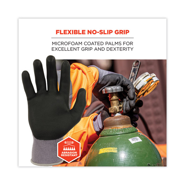 TENACIOUS HOLDINGS, INC. ergodyne® 10364 ProFlex 7000 Nitrile-Coated Gloves Microfoam Palm, EN388: 4121A, 9" Long, Large, Gray, 12 Pairs