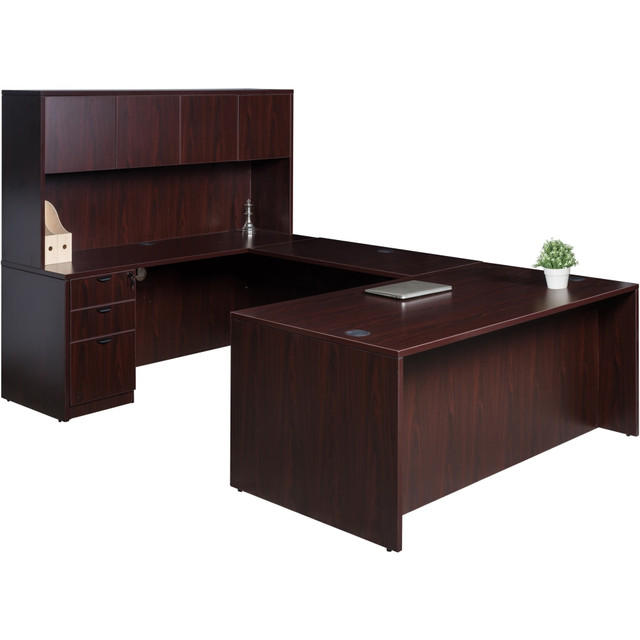 NORSTAR OFFICE PRODUCTS INC. Boss GROUPA5-M  Office Products Holland Series Executive U-Shaped Desk With File Storage Pedestal And Hutch, Mahogany