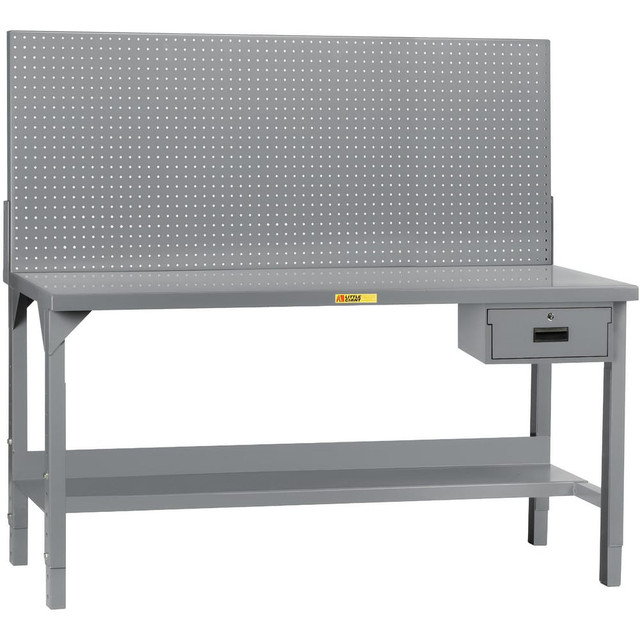 Little Giant. WST2-2448AHPBDR Stationary Work Benches, Tables; Bench Style: Heavy-Duty Use Workbench ; Edge Type: Square ; Leg Style: Adjustable Height ; Depth (Inch): 24 ; Color: Gray ; Maximum Height (Inch): 65