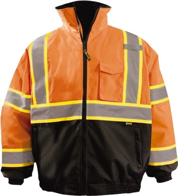 OccuNomix LUX-350-B2X-O5X Cold Weather Jacket: Size 5X-Large, Black & Hi-Visibility Orange, Polyester