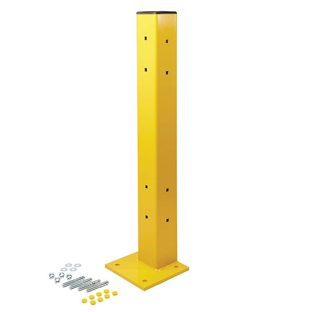 Ideal Warehouse Innovations Inc. 60-7461-044-A Traffic Guard Rail Mount Post: Built-In & In-Ground Mount, Steel, Yellow