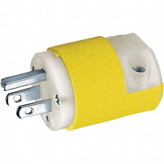 Hubbell Wiring Device-Kellems HBL52CM66C Straight Blade Plug: Industrial, 5-15P, 125VAC, Yellow