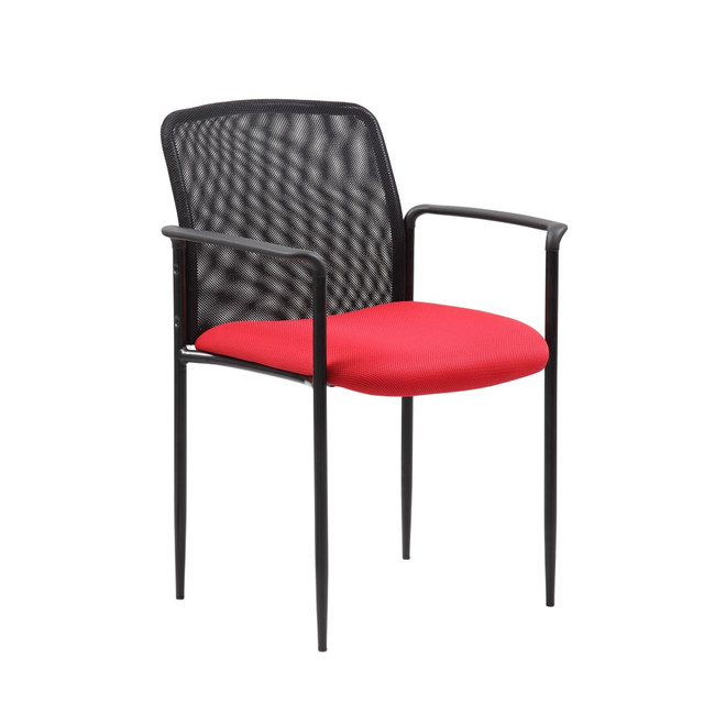 NORSTAR OFFICE PRODUCTS INC. B6909-RD Boss Stackable Mesh-Back Guest Chair, Red/Black