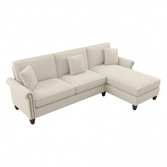 BUSH INDUSTRIES INC. Bush CVY102BCRH-03K  Furniture Coventry 102inW Sectional Couch With Reversible Chaise Lounge, Cream Herringbone, Standard Delivery