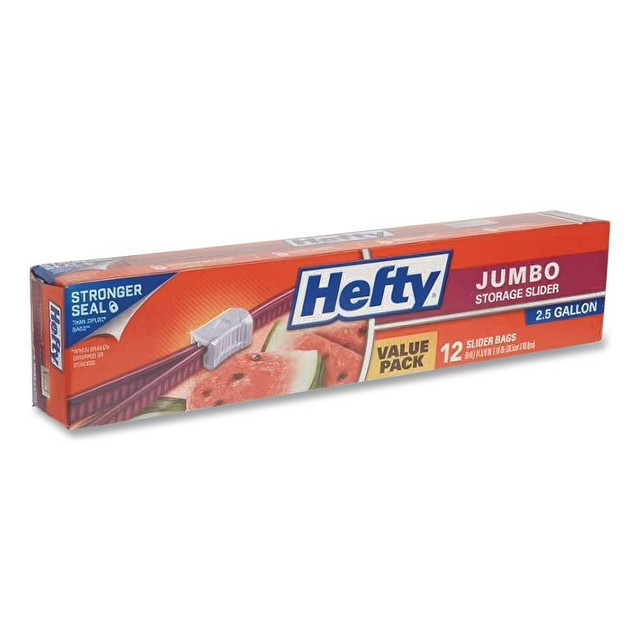 REYNOLDS FOOD PACKAGING Hefty® R83812 Slider Food Storage Bags, Jumbo, 14.38" x 9", Clear, 12/Box