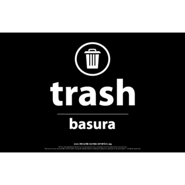 PACKAGING DYNAMICS TRASH-5585 Recycle Across America Trash Standardized Recycling Labels, TRASH-5585, 5 1/2in x 8 1/2in, Black PACKAGING DYNAMICS TRASH-5585 Recycle Across America Trash Standardized Recycling Labels, TRASH-5585, 5 1/2in x 8 1/2in, Black