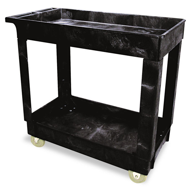 RUBBERMAID COMMERCIAL PROD. 9T6600BLA Service/Utility Carts, Plastic, 2 Shelves, 500 lb Capacity, 34.13" x 17.38" x 32.38", Black