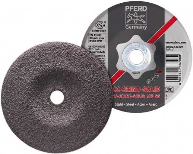 PFERD 64185180 Depressed Grinding Wheel:  Type 27,  7" Dia,  7/8" Hole,  Aluminum Oxide