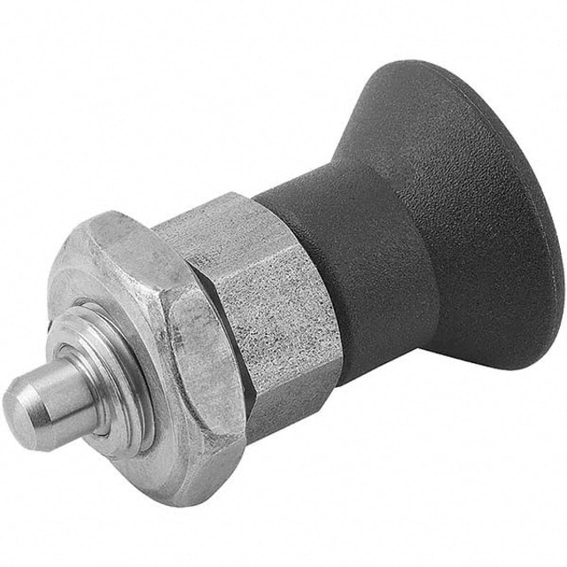 KIPP K0631.16004 M8x1, 6mm Thread Length, 4mm Plunger Diam, Locking Pin Knob Handle Indexing Plunger