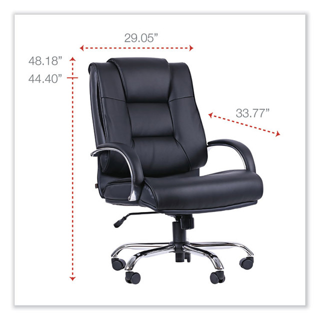 ALERA RV44LS10C Alera Ravino Big/Tall High-Back Bonded Leather Chair, Headrest, Supports 450 lb, 20.07" to 23.74" Seat, Black, Chrome Base