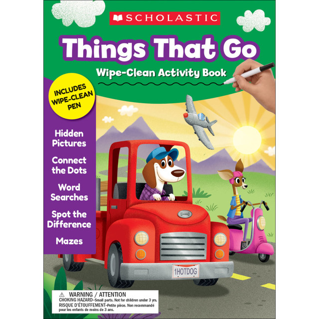 SCHOLASTIC TEACHER RESOURCES 9781338572377 Scholastic Things That Go Wipe-Clean Activity Book, Preschool - Grade 1