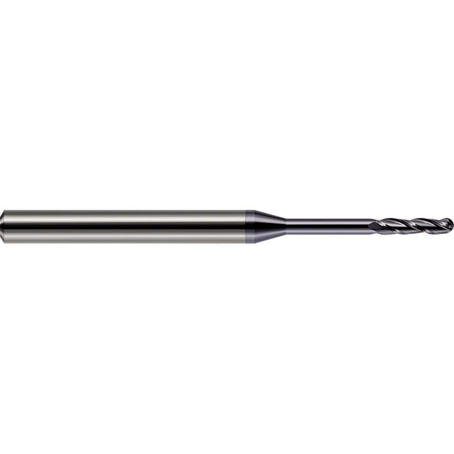 Harvey Tool 13820-C3 Ball End Mill: 0.02" Dia, 0.1" LOC, 3 Flute, Solid Carbide