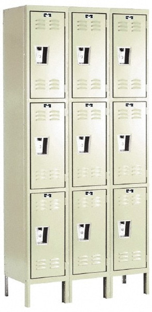 Hallowell U3288-3A-PT 3-Wide Locker: 12" Wide, 17" Deep, 78" High, Padlock