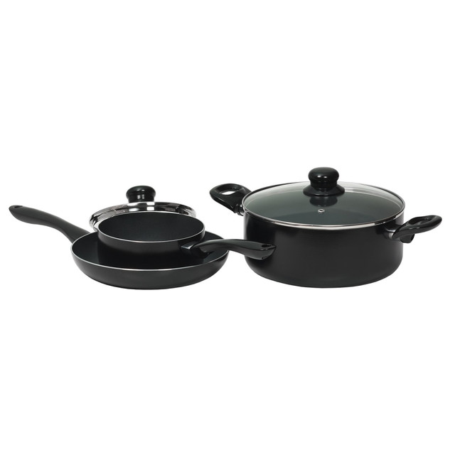 STARFRIT USA INC 33059-002-0000 Starfrit Simplicity 5-Piece Aluminum Nonstick Cookware Set With Bakelite Handles, Black STARFRIT USA INC 33059-002-0000 Starfrit Simplicity 5-Piece Aluminum Nonstick Cookware Set With Bakelite Handles, Black