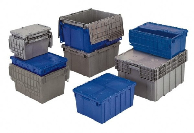 Orbis FP403 DKBLUE Polyethylene Attached-Lid Storage Tote: 75 lb Capacity