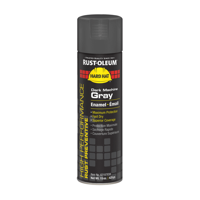 RUST-OLEUM CORPORATION V2187838 Rust-Oleum Hard Hat High Performance V2100 System Rust Preventive Enamel Spray Paint, 15 Oz, Gloss Dark Machine Gray, Case Of 6 Cans