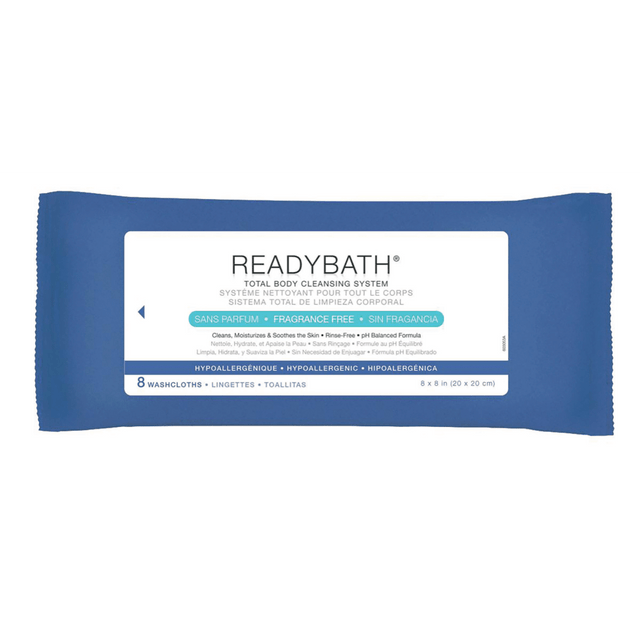 MEDLINE INDUSTRIES, INC. MSC095305 ReadyBath Total Body Cleansing Standard-Weight Washcloths, Scented, 8inx 8in, White, 8 Washcloths Per Pack, Case Of 30 Packs MEDLINE INDUSTRIES, INC. MSC095305 ReadyBath Total Body Cleansing Standard-Weight Washcloths, Scented, 8inx 8in, White, 8 Washcloths Per Pack, Case Of 30 Packs