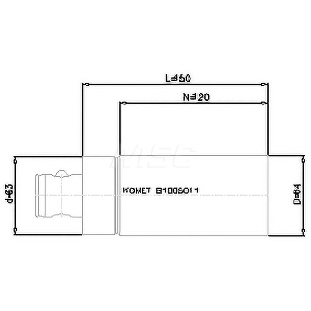 Komet 8423006496 Rotary Tool Holder Blank: Modular Connection Shank, 2.52" Dia