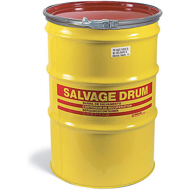 New Pig DRM846-ULD Overpack & Salvage Drums; Product Type: Salvage Drum ; Holds Maximum Drum Size: 85gal ; Closure Type: Metal Lever Lock Lid ; Drum Size Capacity: 85gal ; Overall Height: 39in ; Maximum Load Capacity: 85.00