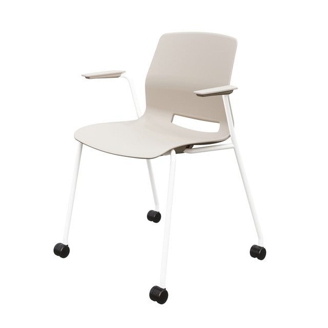 KENTUCKIANA FOAM INC 2701CS-WH-45 KFI Studios Imme Stack Chair With Arms And Caster Base, Moonbeam/White