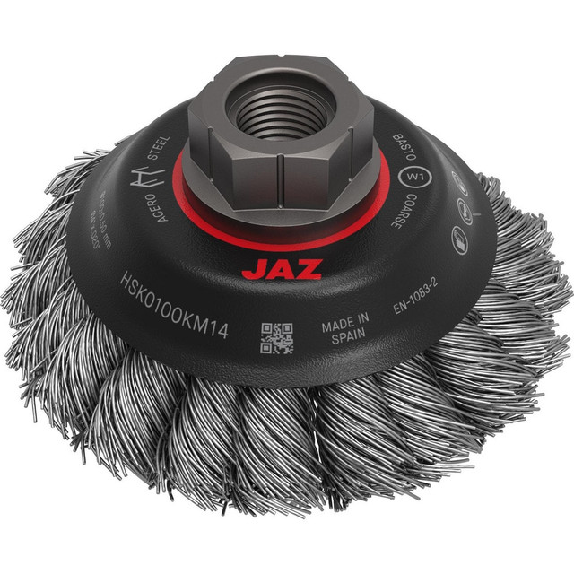 JAZ USA 74182 Cup Brushes; Brush Diameter (Decimal Inch): 4-1/2 ; Brush Type: Knotted ; Fill Material: Stainless Steel ; Arbor Type: Threaded Arbor ; Arbor Hole Thread Size: 5/8-11 ; Grade: Coarse