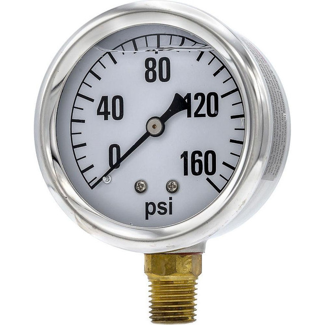 PIC Gauges AG-201L-254F Pressure Gauges; Gauge Type: Industrial Pressure Gauges ; Scale Type: Single ; Accuracy (%): 3-2-3% ; Dial Type: Analog ; Thread Type: 1/4" MNPT ; Bourdon Tube Material: Bronze