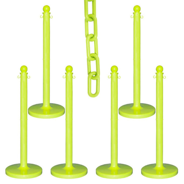 Mr. Chain 73714-6 Pedestrian Barrier Kits; Chain Material: Polyethylene ; Post Material: HDPE ; Surface Pattern: Solid Color ; Chain Color: Safety Green ; Post Color: Safety Green ; Chain Trade Size: 8in