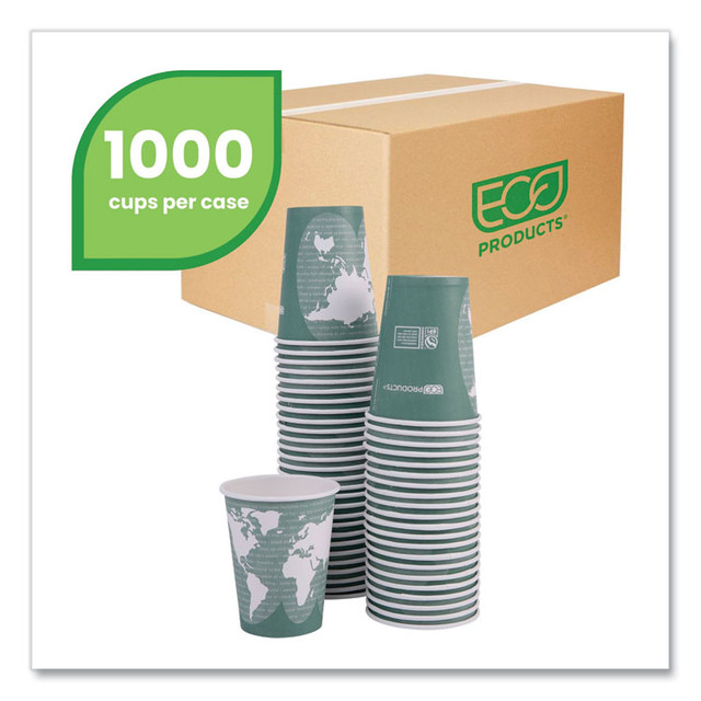 ECO-PRODUCTS,INC. EP-BHC12-WA World Art Renewable and Compostable Hot Cups, 12 oz, Paper, Gray, 50/Pack, 20 Packs/Carton
