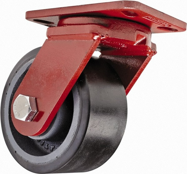 Hamilton S-ZFFM-63DB70 Swivel Top Plate Caster: Polyurethane, 6" Wheel Dia, 3" Wheel Width, 2,860 lb Capacity, 7-1/2" OAH