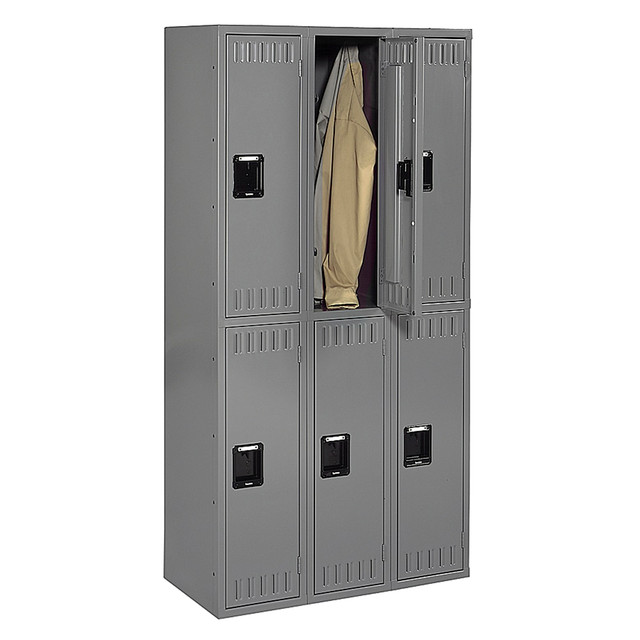 TENNSCO CORP DTS121836CMG Tennsco Double-Tier Locker, 3 Wide, 72inH x 36inW x 18inD, Medium Gray TENNSCO CORP DTS121836CMG Tennsco Double-Tier Locker, 3 Wide, 72inH x 36inW x 18inD, Medium Gray