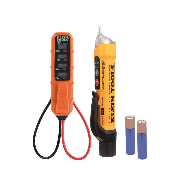 Klein Tools NCVT3PKIT Circuit Continuity & Voltage Testers; Tester Type: Voltage Tester; Non-Contact Voltage Tester ; Minimum Voltage: 24 V ; Maximum Voltage: 24 to 240Vac ; Display Type: LED ; Audible Alert: Yes ; Batteries Included: Yes