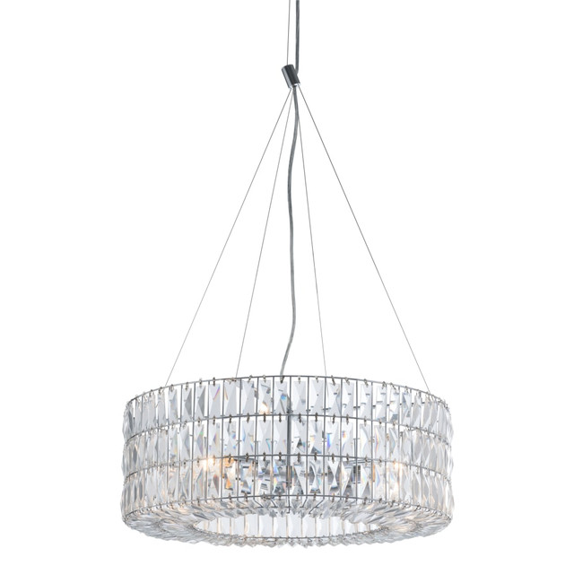 ZUO MODERN 56057  Jena Ceiling Lamp, 23-1/5inW, Clear Crystal Shade/Chrome Base