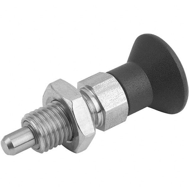 KIPP K0630.202412 M20x1.5, 25mm Thread Length, 12mm Plunger Diam, Hardened Locking Pin Knob Handle Indexing Plunger