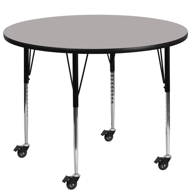 FLASH FURNITURE XUA42RNDGYHAC  Mobile 42ft" Round HP Laminate Activity Table, Gray