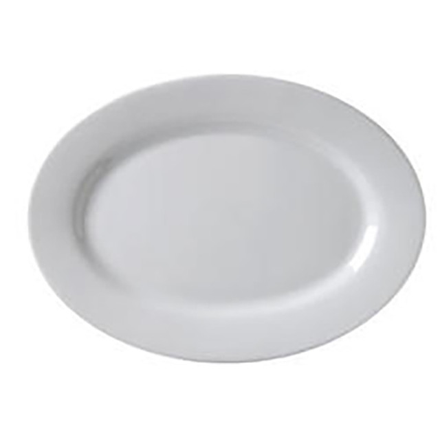 VERTEX CHINA ARG-12/6 Hoffman Vertex China Ceramic Argyle Collection Rolled Edge Platters, 9-3/4in, Bright White, Case Of 24 Platters