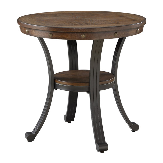 L. POWELL ACQUISITION CORP. ODP2262 Powell Vinessa Round Side Table, 23inH x 24inW x 24inD, Rustic Umber