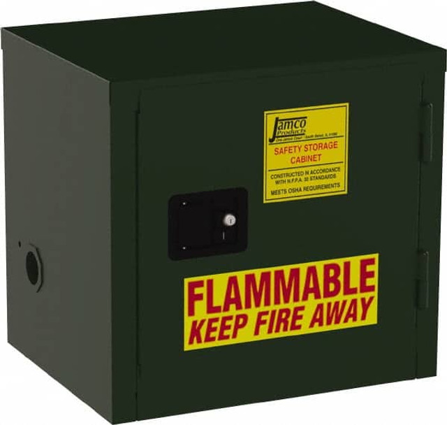 Jamco FL06-EP Flammable & Hazardous Storage Cabinets: 6 gal Drum, 1 Door, Manual Closing, Green