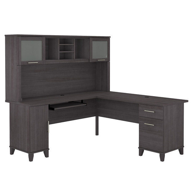 BUSH INDUSTRIES INC. SET001SG Bush Furniture Somerset 72inW L-Shaped Desk With Hutch, Storm Gray, Standard Delivery BUSH INDUSTRIES INC. SET001SG Bush Furniture Somerset 72inW L-Shaped Desk With Hutch, Storm Gray, Standard Delivery