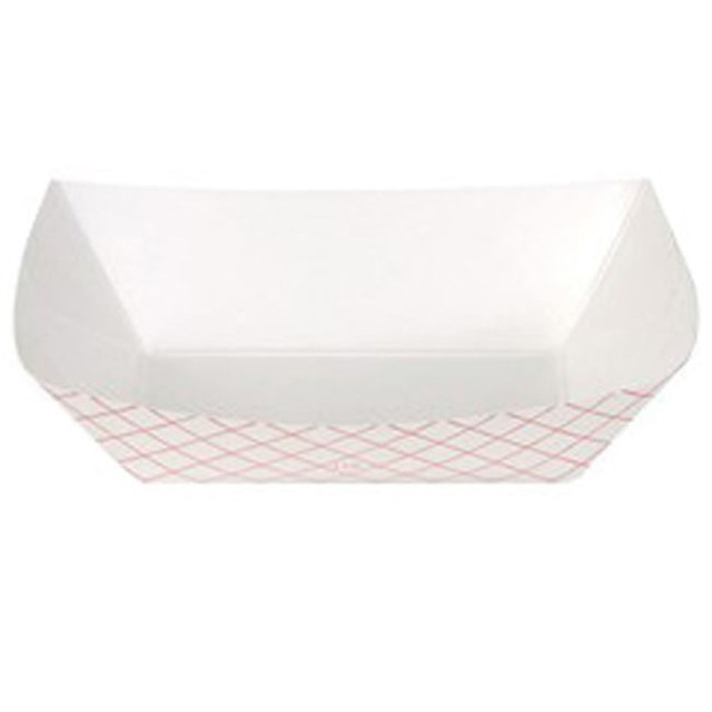 DIXIE FOODS RP1008 Dixie Boat-Shaped Food Trays, 1 Lbs, Red/White, Case Of 1,000