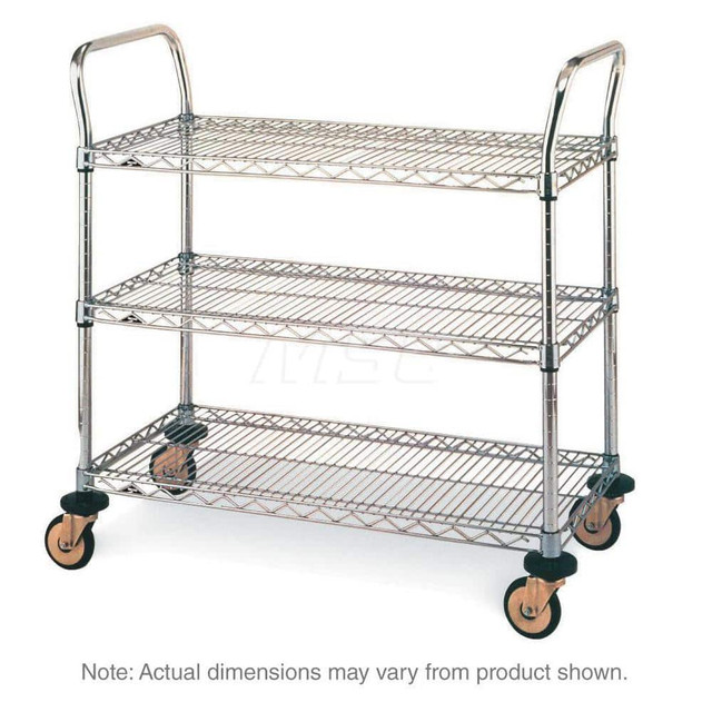 Metro MW707 Utility Cart: 39" OAH, Steel, Silver