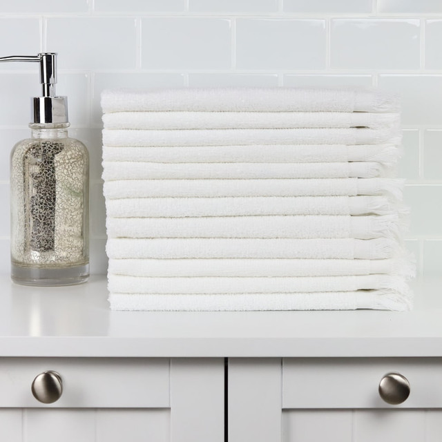 1888 MILLS, LLC F515-S-WHT-1-6020 1888 Mills Fingertip Towels, Velour Fringe, 13in x 18in, White, Set Of 288 Towels