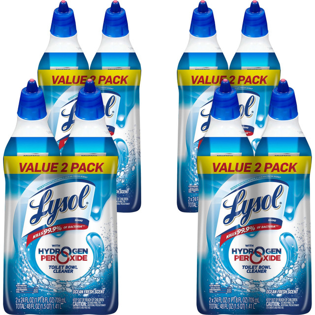 RECKITT BENCKISER 96084CT Lysol Hydrogen Peroxide Toilet Cleaner - 24 fl oz (0.8 quart) - Ocean Fresh Scent - Residue-free, Bleach-free, Disinfectant, Deodorize, Antibacterial - Blue - 2 Pack - 4 / Carton RECKITT BENCKISER 96084CT Lysol Hydrogen Peroxide Toilet Cleaner - 24 fl oz (0.8 quart) - Ocean Fresh Scent - Residue-free, Bleach-free, Disinfectant, Deodorize, Antibacterial - Blue - 2 Pack - 4 / Carton